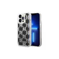   Karl Lagerfeld liquid glitter monogram - iPhone 14 Pro tok - fekete