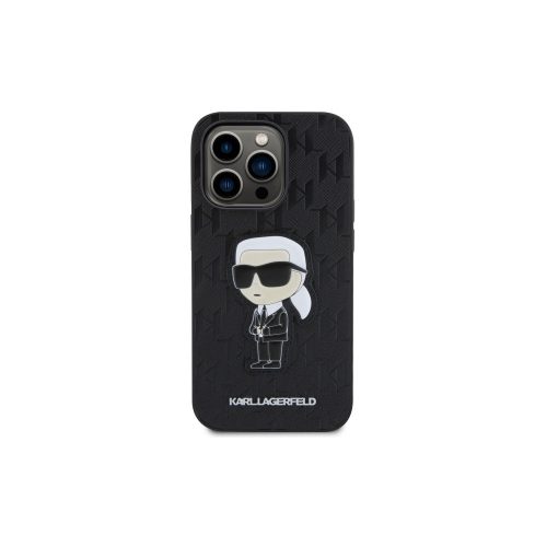 Karl Lagerfeld - Saffiano Monogram Ikonik - iPhone 14 Pro tok - Fekete