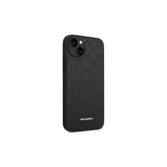Karl Lagerfeld saffiano mono metal logo - iPhone 14 Plus tok - fekete