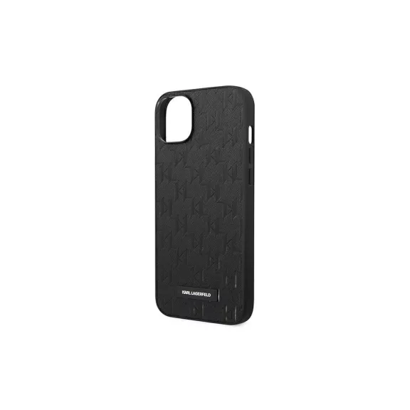 Karl Lagerfeld saffiano mono metal logo - iPhone 14 Plus tok - fekete
