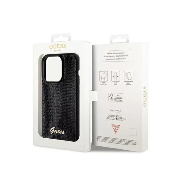 Guess sequin script - iPhone 14 Pro Max tok - fekete