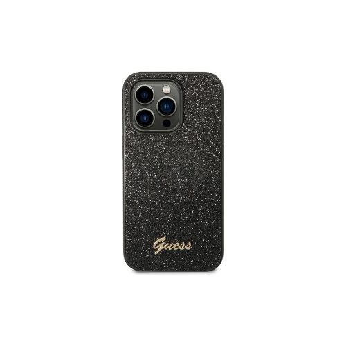 Guess Glitter Script - iPhone 14 Pro Max hátlap tok - Fekete