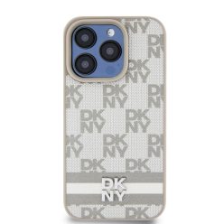   DKNY leather checkered pattern and stripe - iPhone 14 Pro Max tok - bézs