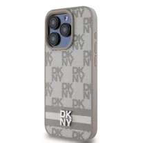   DKNY leather checkered pattern and stripe - iPhone 14 Pro Max tok - bézs
