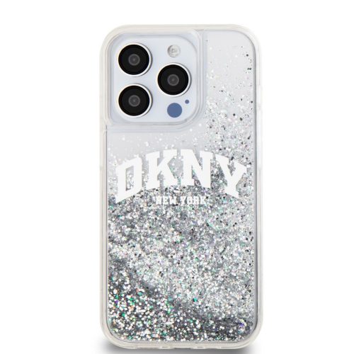 DKNY liquid glitter arch logo - iPhone 14 Pro Max tok - átlátszó