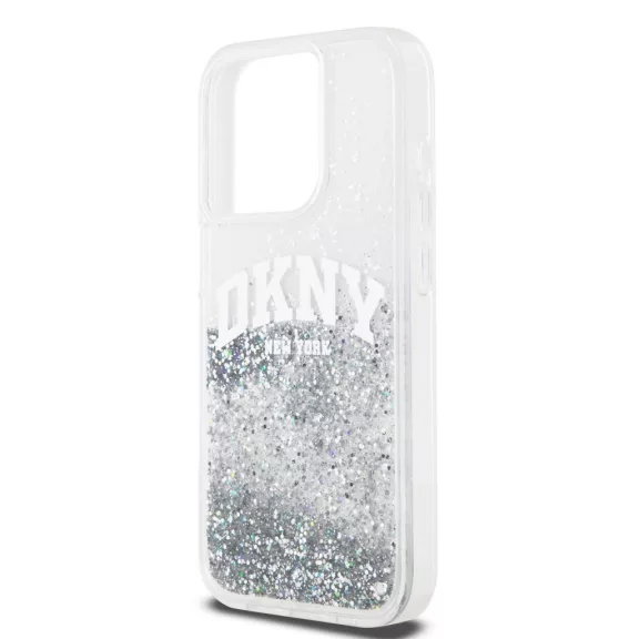 DKNY liquid glitter arch logo - iPhone 14 Pro Max tok - átlátszó