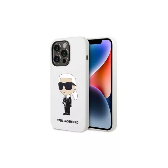 Karl Lagerfeld ikonik szilikon - iPhone 14 Pro Max tok - fehér