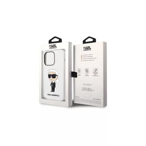 Karl Lagerfeld ikonik szilikon - iPhone 14 Pro Max tok - fehér