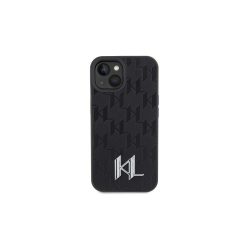 Karl Lagerfeld silver monogram - iPhone 15 tok - fekete