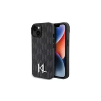 Karl Lagerfeld silver monogram - iPhone 15 tok - fekete