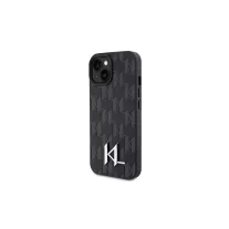 Karl Lagerfeld silver monogram - iPhone 15 tok - fekete