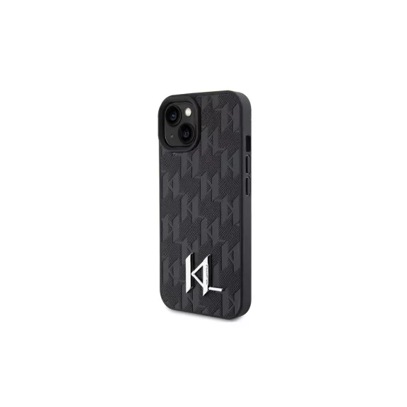 Karl Lagerfeld silver monogram - iPhone 15 tok - fekete