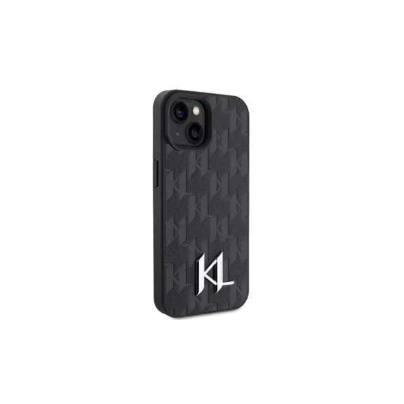 Karl Lagerfeld silver monogram - iPhone 15 tok - fekete