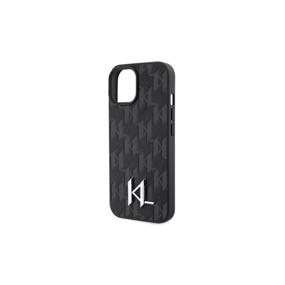 Karl Lagerfeld silver monogram - iPhone 15 tok - fekete