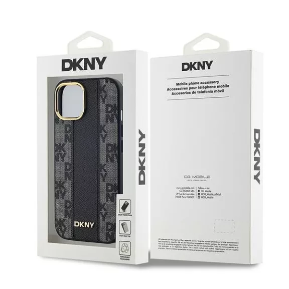 DKNY checkered pattern Magsafe iPhone 15 tok - fekete