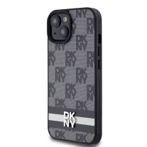 DKNY leather checkered mono pattern - iPhone 15 tok - fekete