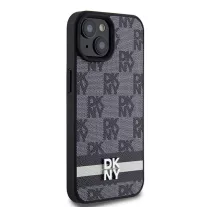 DKNY leather checkered mono pattern - iPhone 15 tok - fekete