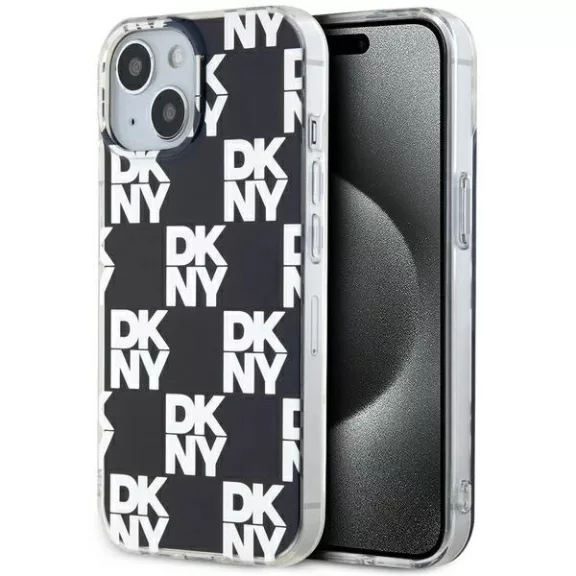DKNY checkered mono pattern - iPhone 15 tok - fekete