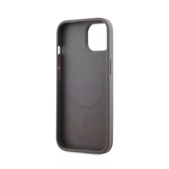 DKNY leather stack logo Magsafe - iPhone 15 tok - szürke