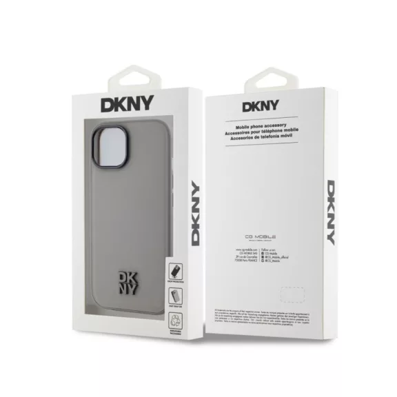 DKNY leather stack logo Magsafe - iPhone 15 tok - szürke