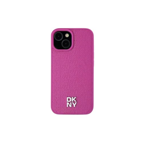 DKNY Leather Pattern Metal Logo MagSafe - iPhone 15 tok - Rózsaszín