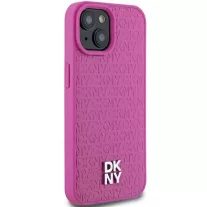   DKNY leather pattern metal logo MagSafe - iPhone 15 tok - rózsaszín