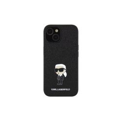    Karl Lagerfeld Fixed Glitter Ikonik Logo - iPhone 15 Tok - Fekete