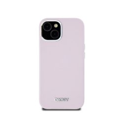   DKNY liquid silicone silver metal logo MagSafe - iPhone 15 tok - rózsaszín