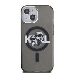   Karl Lagerfeld Glitter Karl and Choupette Sketch MagSafe - iPhone 15 tok - Fekete