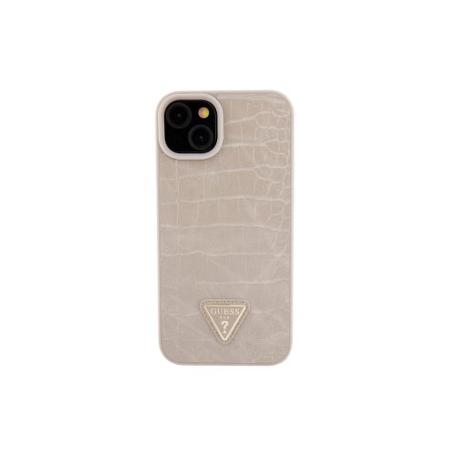 Guess Triangle Logo Croco - iPhone 15 tok - Bézs