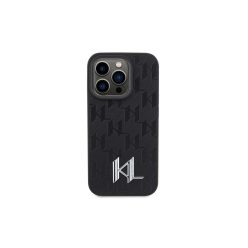   Karl Lagerfeld Monogram KL Metal Logo - iPhone 15 Pro Tok - Fekete 