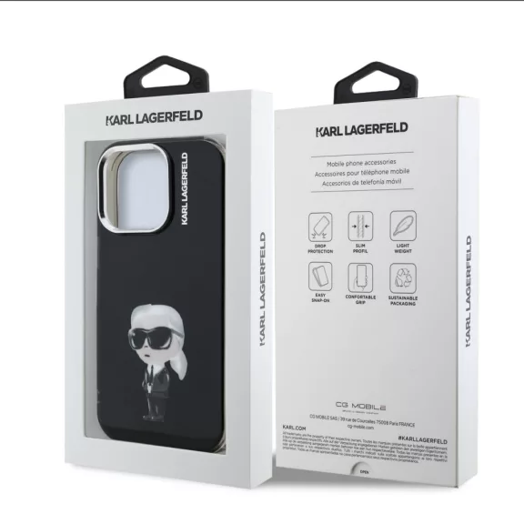 Karl Lagerfeld Aquarelle Karl - iPhone 15 Pro tok - Fekete