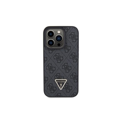 Guess Leather 4G Triangle Strass - iPhone 15 Pro Tok - Fekete 