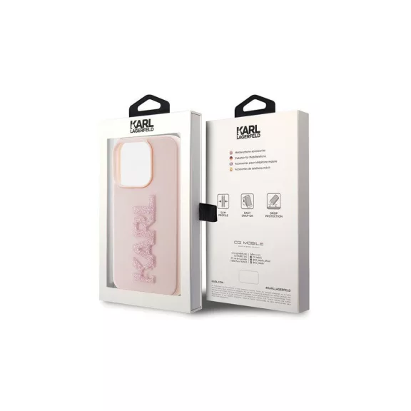 Karl Lagerfeld Karl logo - iPhone 15 Pro tok - rózsaszín 