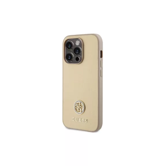 Guess 4G metal logo strass - iPhone 15 Pro tok - arany 