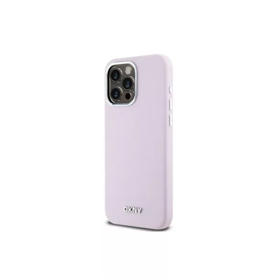 DKNY silicone silver metal logo MagSafe - iPhone 15 Pro tok - rózsaszín