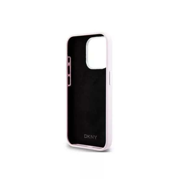 DKNY silicone silver metal logo MagSafe - iPhone 15 Pro tok - rózsaszín