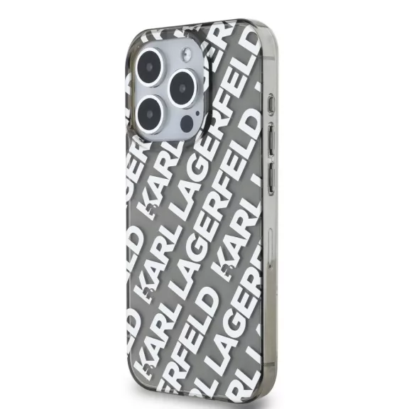 Karl Lagerfeld electroplated repeated logo - iPhone 15 Pro tok - ezüst 
