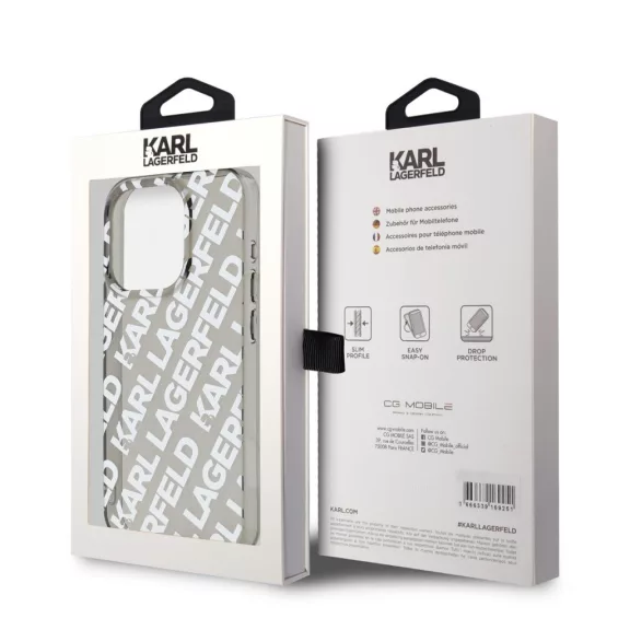 Karl Lagerfeld electroplated repeated logo - iPhone 15 Pro tok - ezüst 