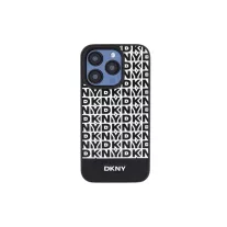   DKNY printed pattern metal logo MagSafe - iPhone 15 Pro tok - fekete