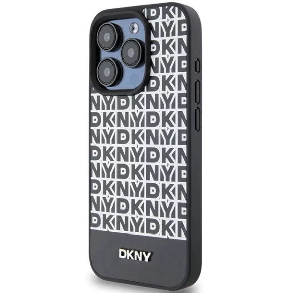 DKNY printed pattern metal logo MagSafe - iPhone 15 Pro tok - fekete