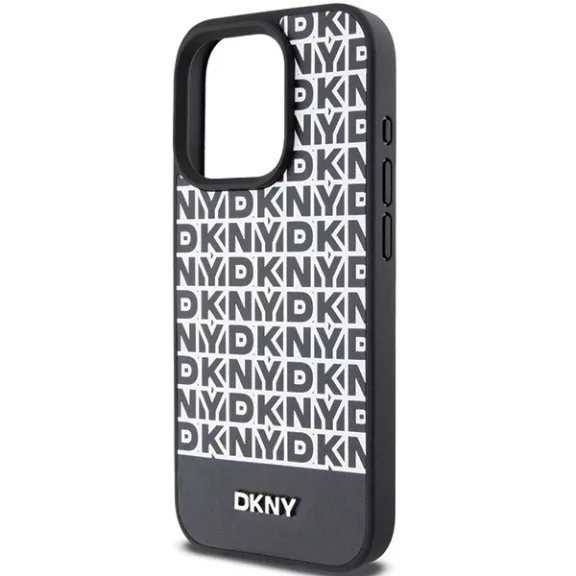 DKNY printed pattern metal logo MagSafe - iPhone 15 Pro tok - fekete