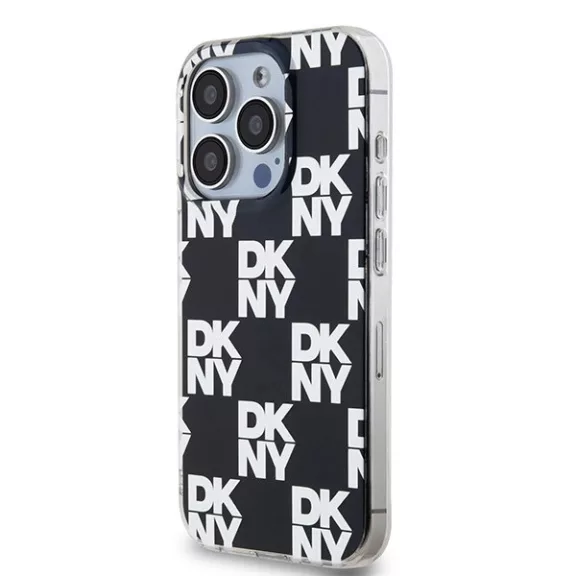 DKNY checkered mono pattern - iPhone 15 Pro tok - fekete