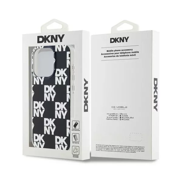 DKNY checkered mono pattern - iPhone 15 Pro tok - fekete