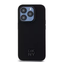 DKNY leather stack logo MagSafe - iPhone 15 Pro tok - fekete