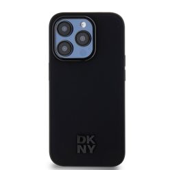 DKNY leather stack logo magsafe - iPhone 15 Pro tok - fekete