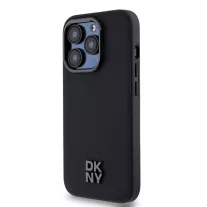 DKNY leather stack logo MagSafe - iPhone 15 Pro tok - fekete