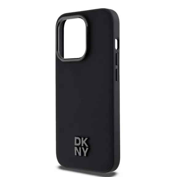 DKNY leather stack logo MagSafe - iPhone 15 Pro tok - fekete