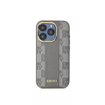   DKNY leather checkered mono pattern Magsafe - iPhone 15 Pro tok - bézs