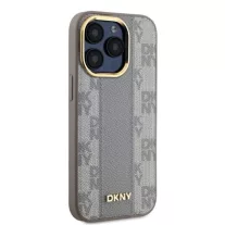   DKNY leather checkered mono pattern Magsafe - iPhone 15 Pro tok - bézs